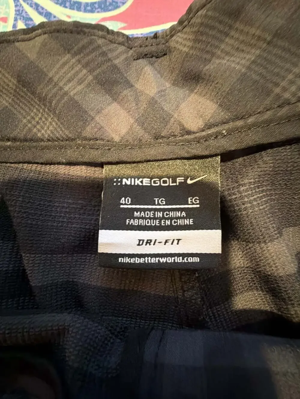 Nike Golf Dri-Fit Men's Plaid Flat Front Golf Shorts Size 40
